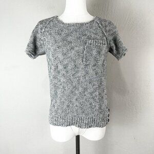 Wallace Madewell Sweater Short Sleeve Pocket Linen Blend‎ Marled Knit Size Small